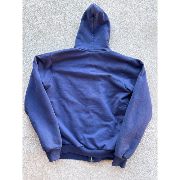 VTG Carhartt Thermal Lined Faded Blue Embroider Logo M Zip Hoodie Sweat Jacket - Picture 6 of 9